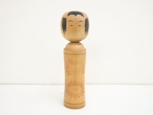 JAPANESE FOLK CRAFT / WOODEN KOKESHI DOLL / 27cm / SIGNED ARTISAN WORK